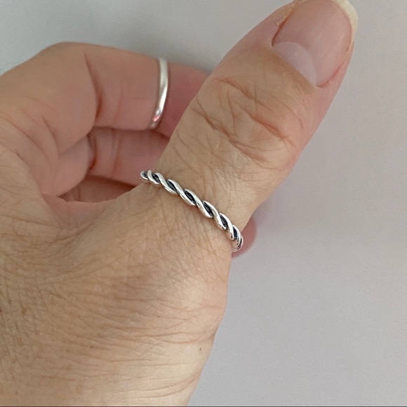 Sterling Silver Braided Band, Stackable Rings, Rope, Twist, Braid Ring, Wedding - Picture 1 of 12